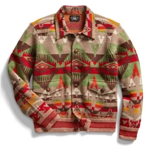 $1200 RRL Ralph Lauren Wool Cashmere Blend Southwestern Cardigan Jacket-MEN- XXL - Picture 1 of 4