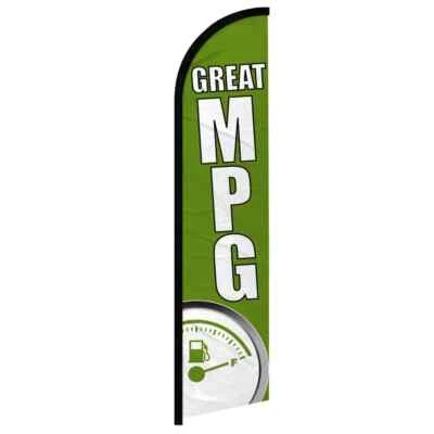Great MPG Windless Full Sleeve Feather Advertising Hybrid Auto Banner Flag - Image 1 of 4