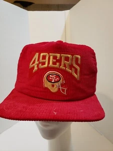 Vintage New Era USA Made 49ers World Champions Corduroy Red Snapback Vintage Hat - Picture 1 of 4