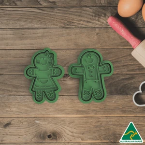 Christmas Gingerbread Couples Cookie Cutter and Embosser Stamp - Picture 1 of 4