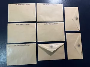 Set Of 8 On Her Majesty’s Service & Logo Unused Vintage Letter Envelopes - Picture 1 of 16