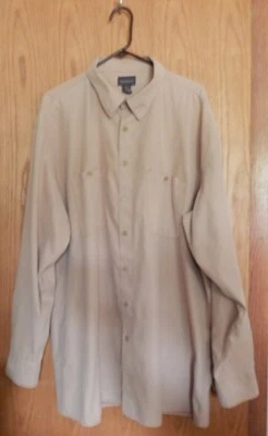 ALEXANDER LLOYD Roupa Masculina 3XLT ALTA, Camisa Bege, Manga Longa, Microfibra de Camurça - Imagem 1 de 4