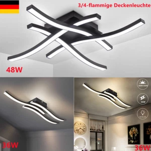 LED Design Deckenleuchte Wohnzimmer Dimmbar Modern Deckenlampe Aluoptik 48W Ivvc - Bild 1 von 46