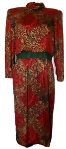Vintage V.L.P. Petites Paisley mehrfarbig dick gepolsterte Schultern 1980er Kleid Gr. 14 - Bild 1 von 10