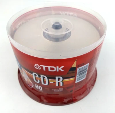 NEW SEALED TDK 50 PK CD-R's 700 MB 80 MIN. 48X COMPACT DISC RECORDABLE DISC NEW - Image 1 of 2