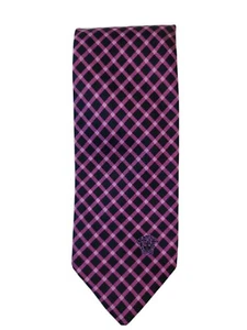 Versace Mens Geometric Diamond Silk Tie Purple Black 61 " X 3-1/8" NWOT - Picture 1 of 8