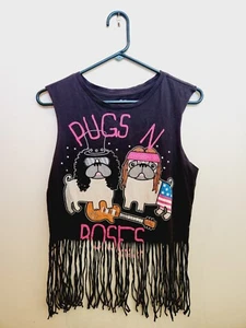 David Goliath Women's Shirt Pugs And Roses Dog Person Fringe Novelty Tank - Picture 1 of 9