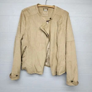 Odyn Soft Faux Suede Brown Moto Jacket Womens Size XL - Picture 1 of 10