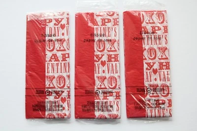  Hallmark Valentines Day Tissue Paper XO Hugs Kisses 3 Packs Lot - Image 1 of 4