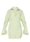 Plt Lime Crinkle Ruched Detail Button Down Shirt Dress Uk 8 Sold Out!