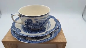 Johnson Bros.Tea Cup Saucer  Old Britain Castles Blue White Bread Butter Plate - Picture 1 of 14