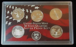 2004 5 Coin Quarters US Mint Silver Proof Set CoA in Original Box - Picture 1 of 5