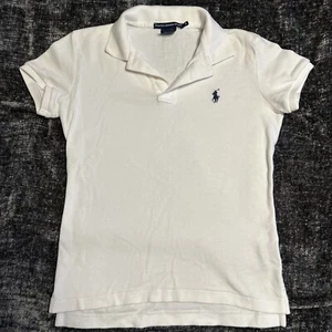 Ralph Lauren Sport Polo Shirt slim Fit ~ Girls ~ White Size S - Picture 1 of 7