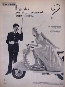 PUBLICITÉ DE PRESSE 1957 LE JEU DU SCOOTER LAMBRETTA REGARDEZ TRÈS ATTENTIVEMENT - Imagen 1 de 1