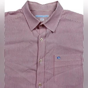 Southern Tide Calce A Medida Rayas Informal Manga Corta Abotonada Rosa Blanco XL - Imagen 1 de 8