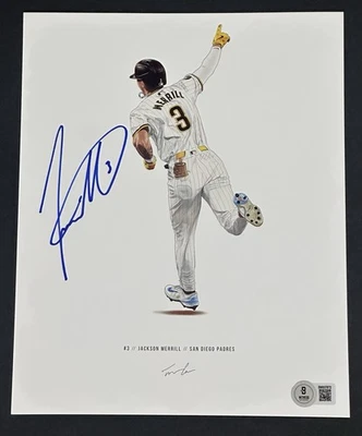 Jackson Merrill Signed Art Print Autographed Auto Padres Beckett BAS Witness COA - Image 1 of 2