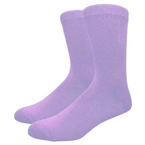 Solid Color Crew Cotton Dress Socks - Lilac - Picture 1 of 3