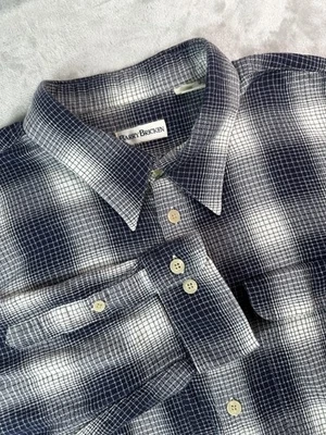 Camisa Barry Bricken Para Hombres XL Azul A Cuadros Manga Larga Botón Frontal Algodón Bolsillos Foto 1 de 4