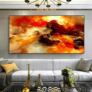 Pintura abstracta de nubes naranjas lienzo lienzo arte de pared póster impresión cuadro de pared - Imagen 1 de 2