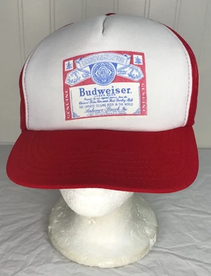 DE COLECCIÓN 80 Budweiser Cerveza Alcohol Promo Snapback Camionero Gorra Gorra EE. UU. Americana Foto 1 de 4