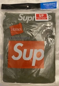 Supreme / Hanes Sz SMALL Boxer Briefs Olive Green 2 Pack Authentic DS - Bild 1 von 3