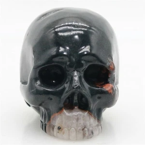 red white clouds black jade , carved skull,realistic,crystal healing K409 - Picture 1 of 6