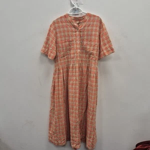 TOAST Molloy Check Plaid Cotton Kindergarten Teacher Midi Shirt Dress Medium - Picture 1 of 8