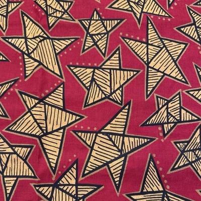 Benartex Fabric Christmas Large Gold Stars Red Background 44 x 56” - Image 1 of 3