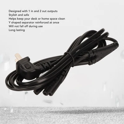 5.9ft 100‑240V 1 15P To Dual IEC320 C7 Power Cable Flame Retardant Waterpro OU - Image 1 of 4