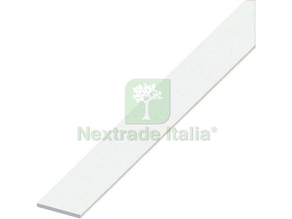 5PZ PROFILO BARRA PIATTA ALLUMINIO BIANCO MM. 25X2 MT. 2: - Immagine 1 di 1