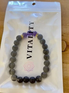 VITALITÄTSEXTRAKTE echter Amethyst und schwarze Lava Perlen Diffusor Armband Einheitsgröße - Bild 1 von 5