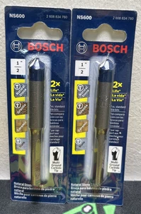 NEU Menge 2 Bosch NS600 Naturstein Fliesen Bit 1/2" 2x Life Hartmetallspitze - Bild 1 von 2