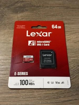 Lexar E-Series 64GB Micro SDXC SD UHS-I Flash Memory Card 100MB/s *New - Image 1 of 2