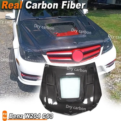 Fit For Benz W204 C63 2007-2014 REAL Carbon Front Bonnet Hood Engine Cover Lid - Image 1 of 4