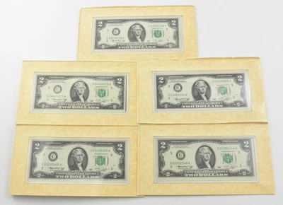Lot (5) 1976 Unc Jefferson Coin and Currency Set FRN Bill $2 Lot Note *5226 - Image 1 of 4