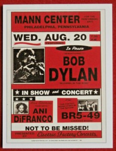 BOB DYLAN - CONCERT TOUR SERIES - Card #18 - MANN CENTER - PHILADELPHIA