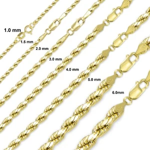 10k Yellow Gold Hollow Rope Chain Necklace - Picture 1 of 12