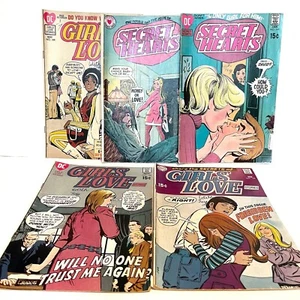 Vintage 1970s DC Comics Secret Hearts Girls Love Lot of 5 Romance Kisses Women - Picture 1 of 11