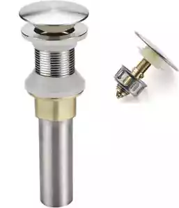 Bathroom Sink Drain Without Overflow Pop Up Stainless Steel Brushed Nickel NEW - Picture 1 of 9