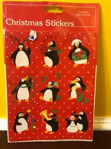 Nuevas hojas adhesivas vintage de Navidad Gibson Greetings Penguin años 80 selladas - Imagen 1 de 5