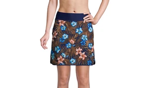 Land's End Quick Dry Active Swim Skirt Board Skort Modest Navy Tropic Palm 8 NEW - Picture 1 of 7