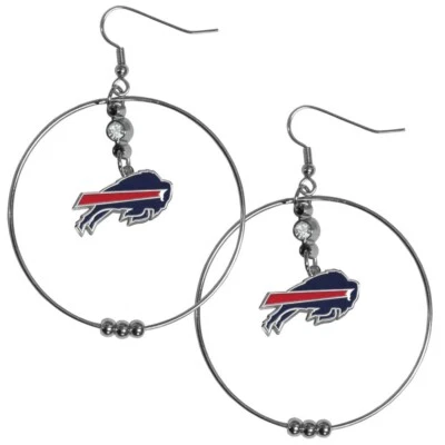 Pendientes de aro Buffalo Bills de 2 pulgadas con licencia NFL joyería de fútbol americano Foto 1 de 2