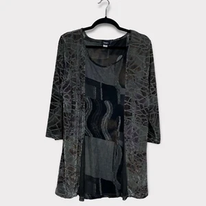 Top túnica artística transparente de terciopelo talla XL cachemir capricho Lagenlook de Carver’s - Imagen 1 de 8