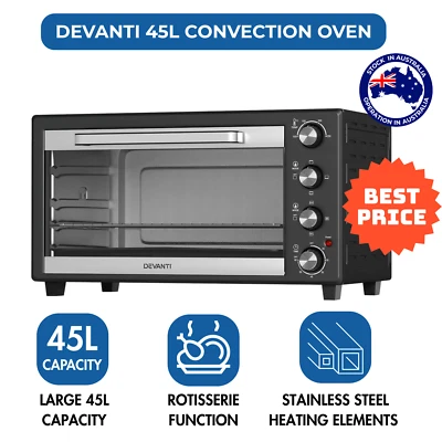 Devanti Electric Convection Oven Bake Benchtop Rotisserie Grill 45L - image 1 of 4