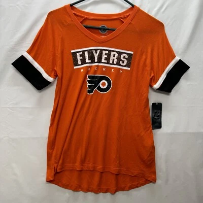 Philadelphia Flyers Shirt Girls L 10/12 NHL Hockey SS Logo V-Neck Orange NWT - Image 1 of 4