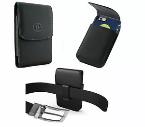 XL Vertical leather Phone Holder Case Pouch Belt Clip Holster For Large Phones - Picture 1 of 12