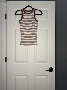 Maurice’s 24/7 Ribbed Tank Rust And White Stripe Medium Nwt  - Picture 1 of 2