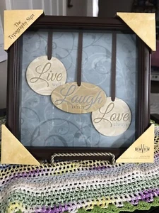 NWT - LIVE LAUGH LOVE- Framed Art ... 8” Brown Acrylic Frame Resin Sentiment - Picture 1 of 9