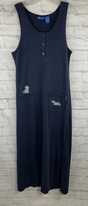Vintage Disney POOH M blau lange Kleid Taschen geschlitzt bestickt Eeyore Ferkel - Bild 1 von 10