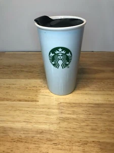 Starbucks Ceramic Coffee Travel Mug & Lid 10oz Tall Mermaid Logo 2012 - Picture 1 of 6